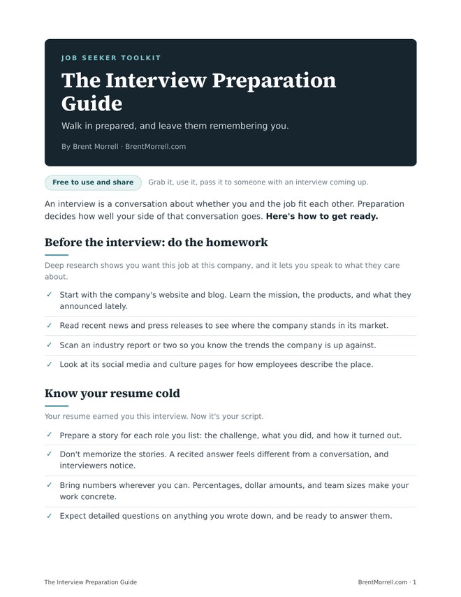 First page of The Interview Preparation Guide